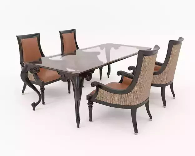 Indochina style Dining Table and Chairs