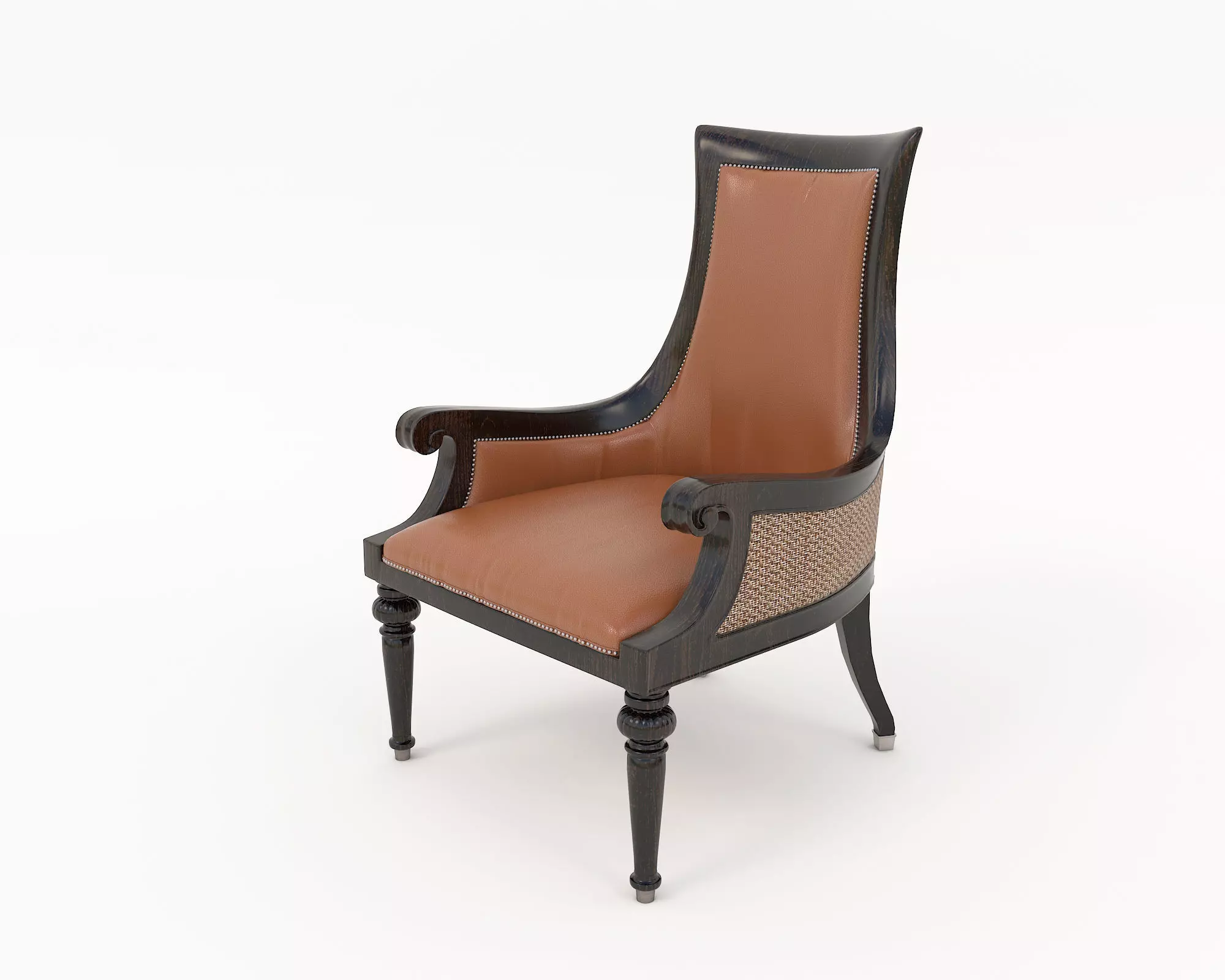 Indochina style Dining Table and Chairs 3D model_7