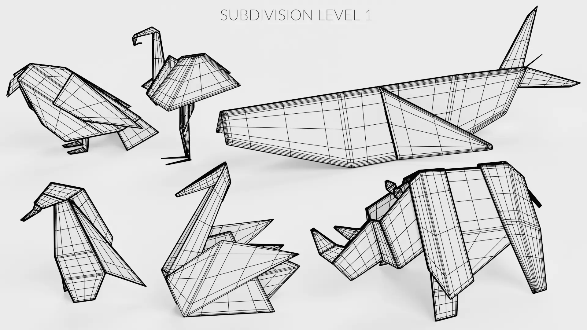 Paper Animals Low-poly 3D model_19