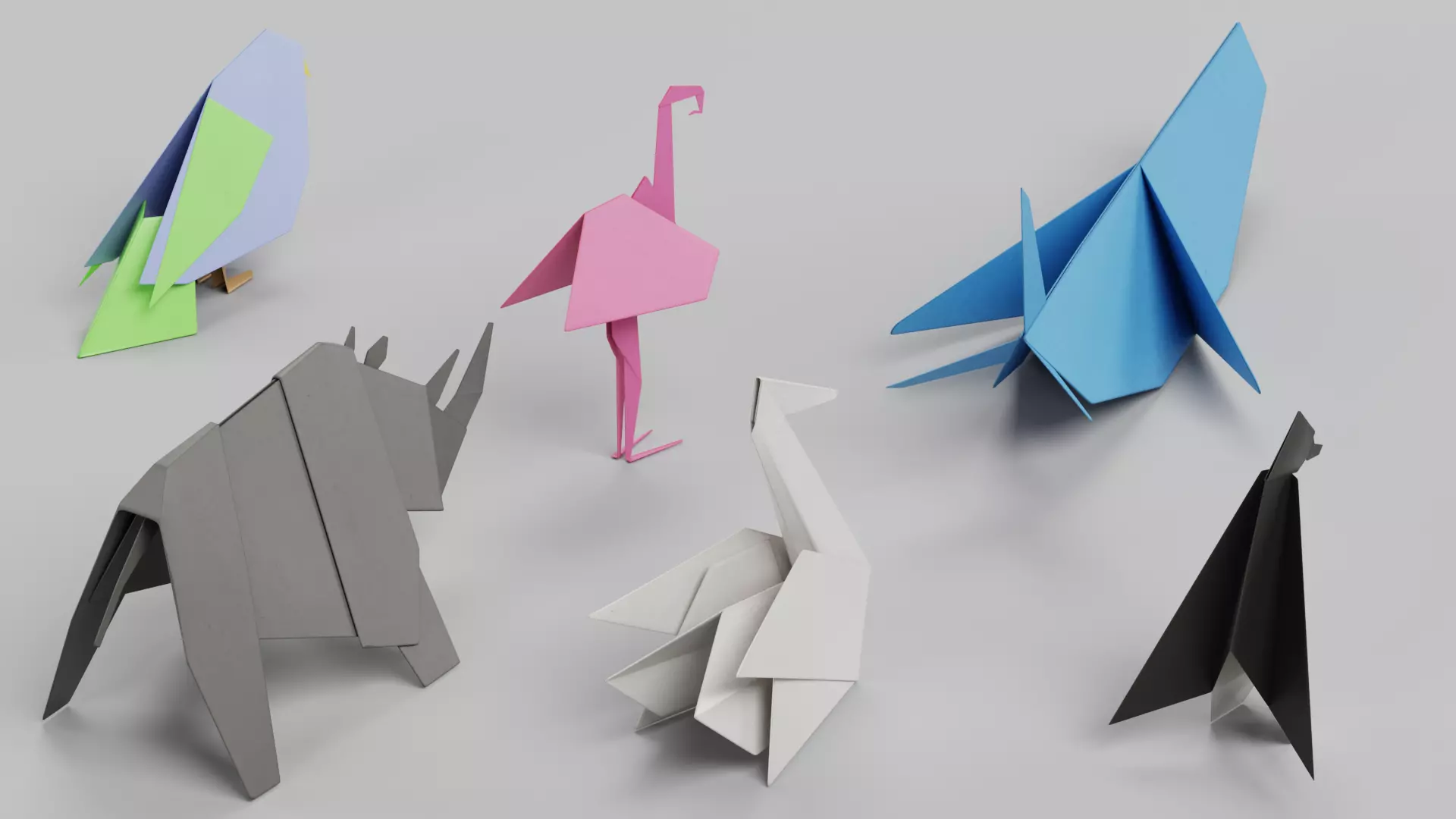 Paper Animals Low-poly 3D model_4