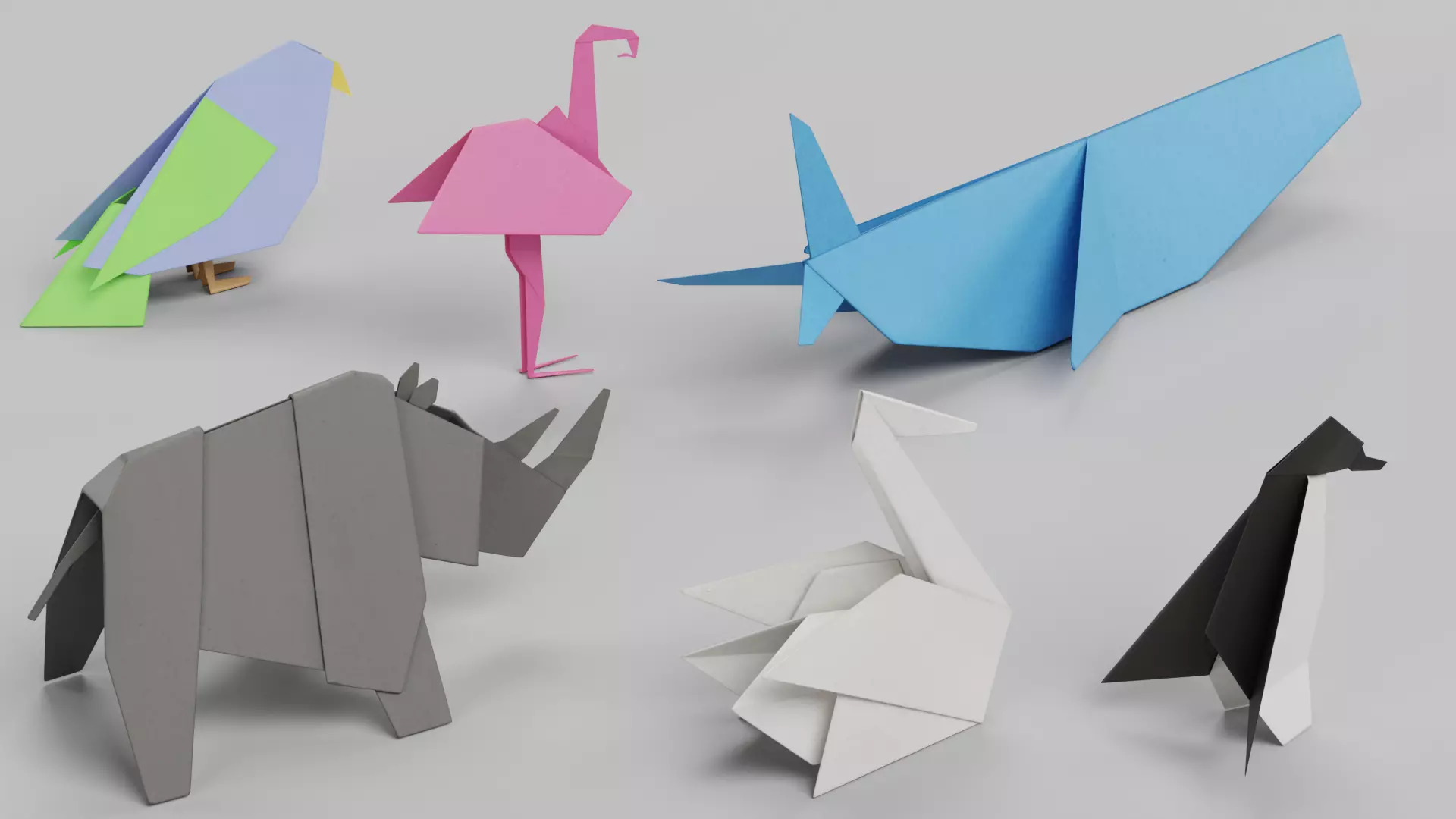 Paper Animals Low-poly 3D model_3
