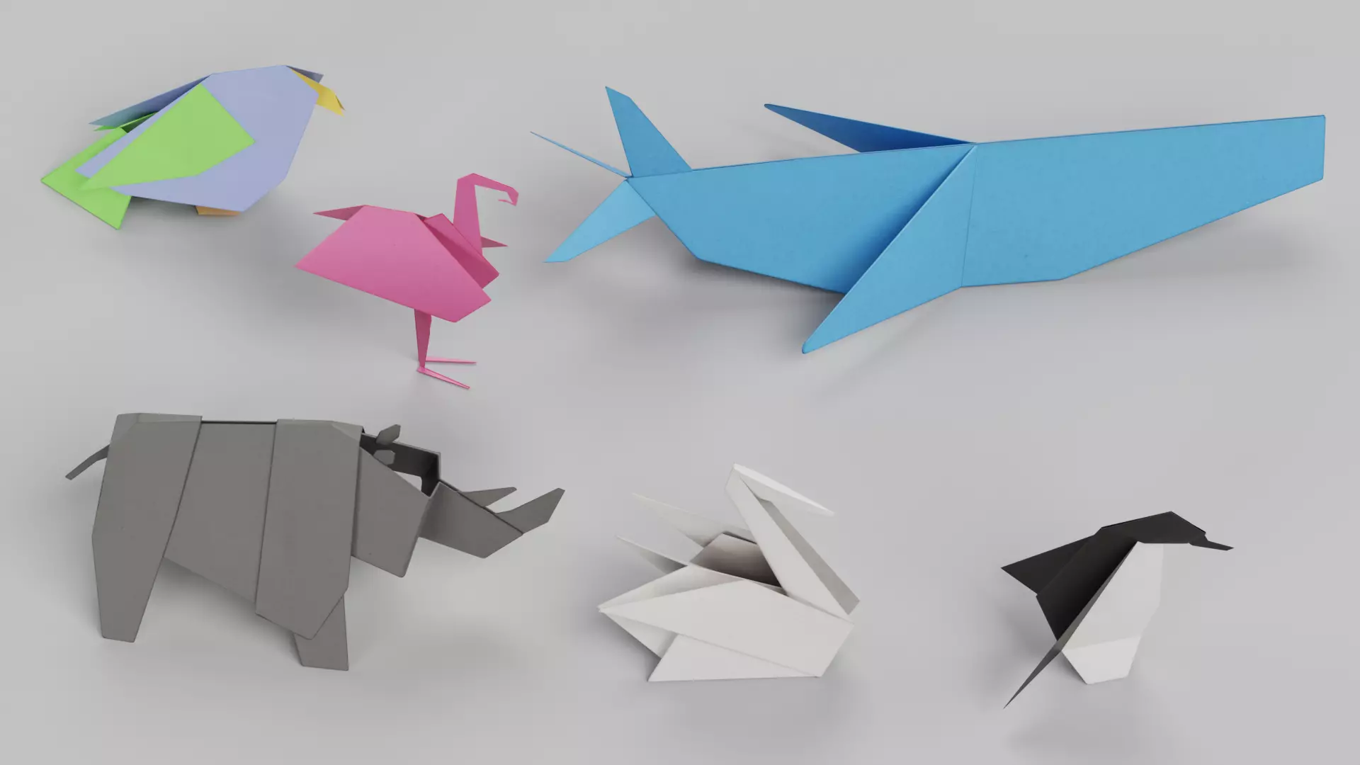 Paper Animals Low-poly 3D model_5