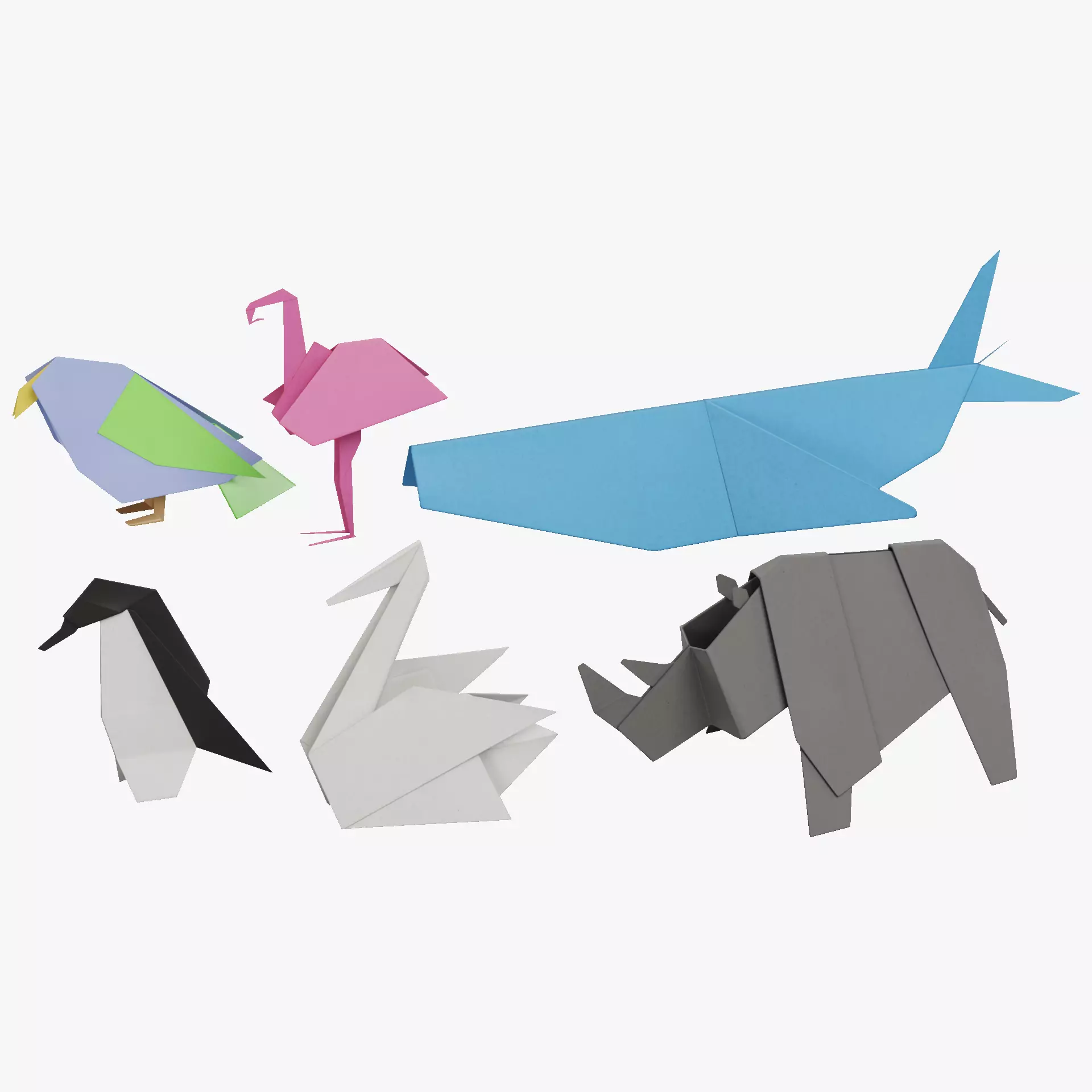 Paper Animals Low-poly 3D model_22