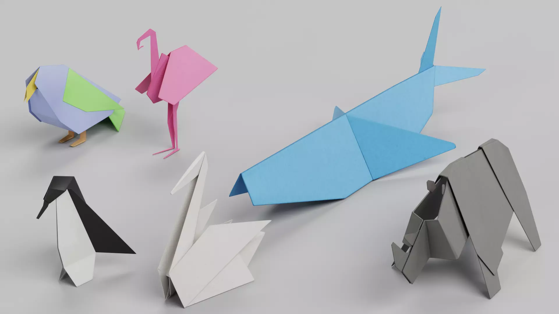 Paper Animals Low-poly 3D model_1