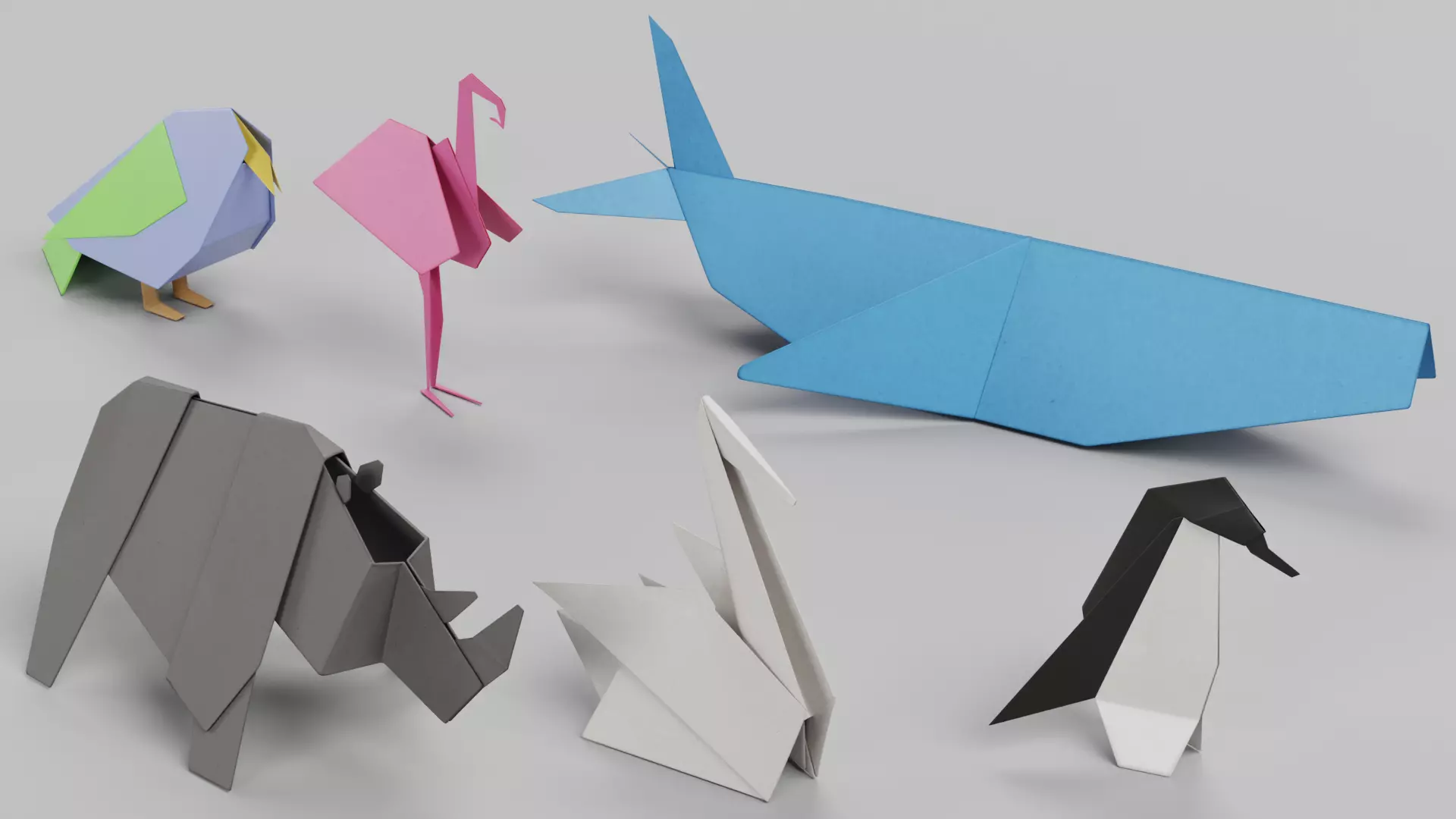 Paper Animals Low-poly 3D model_2