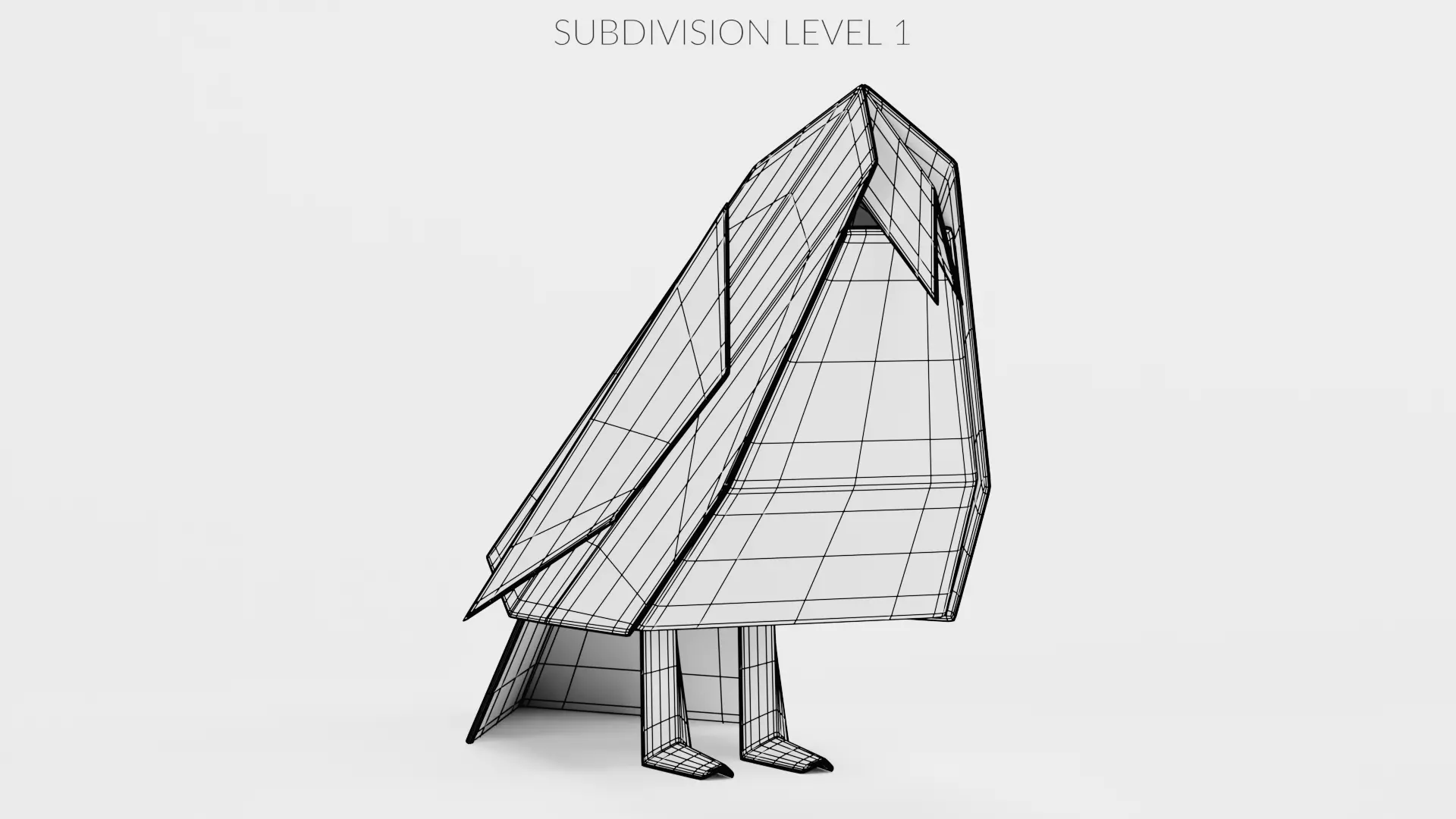 Paper Bird Low-poly 3D model_11