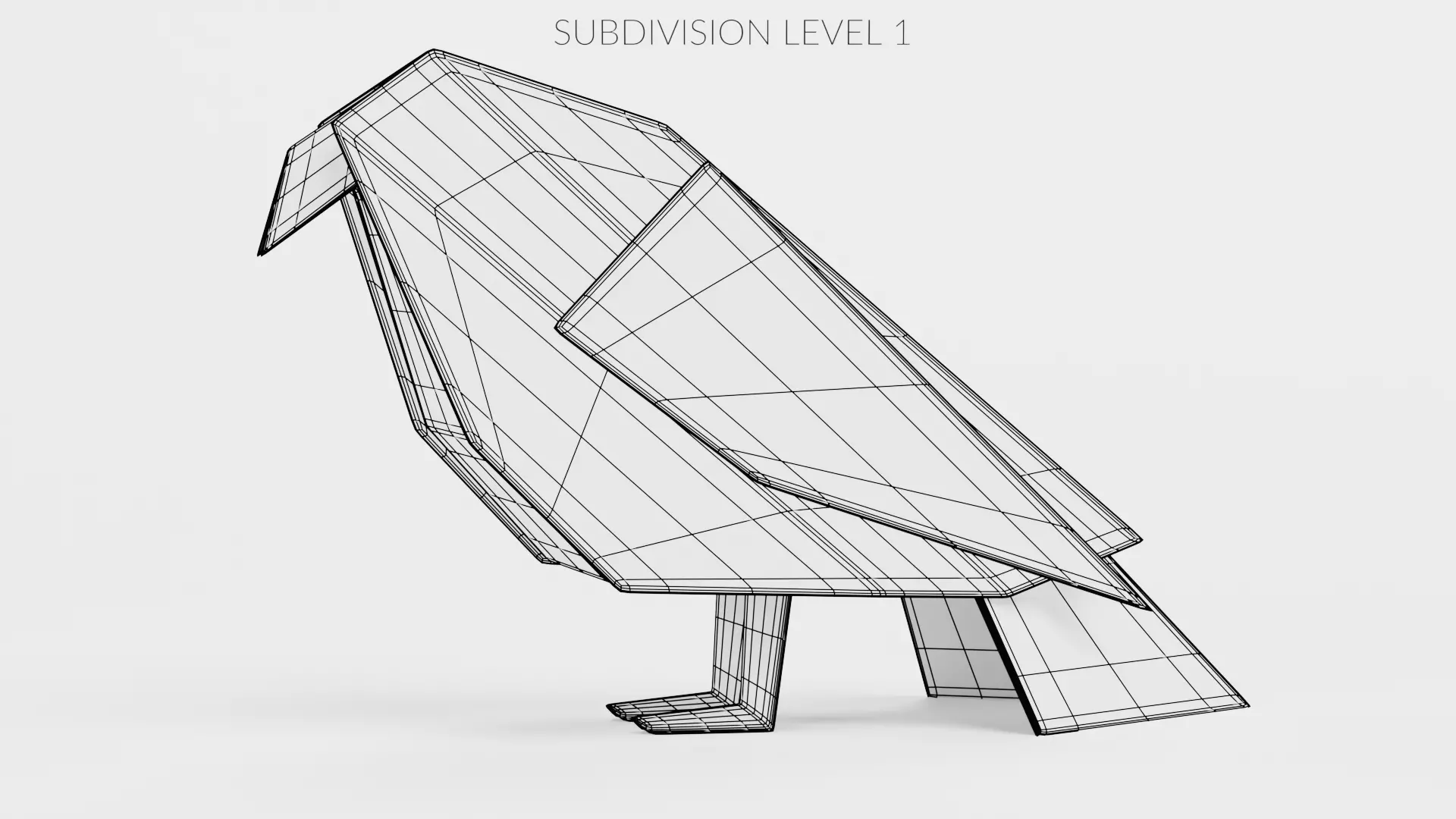 Paper Bird Low-poly 3D model_9
