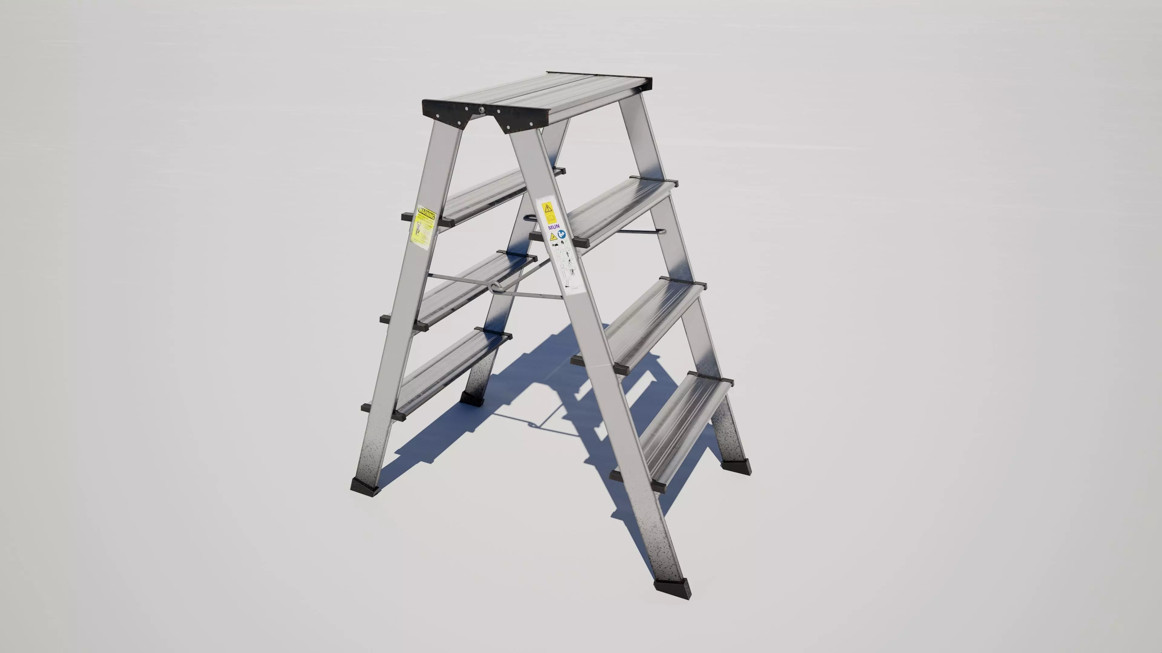 Industrial Metal Folding Stepladder Low-poly 3D model_0