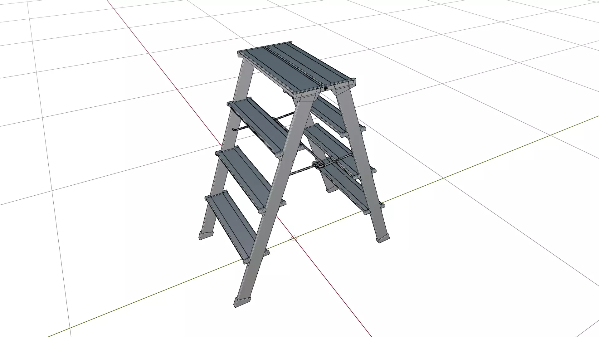Industrial Metal Folding Stepladder Low-poly 3D model_5