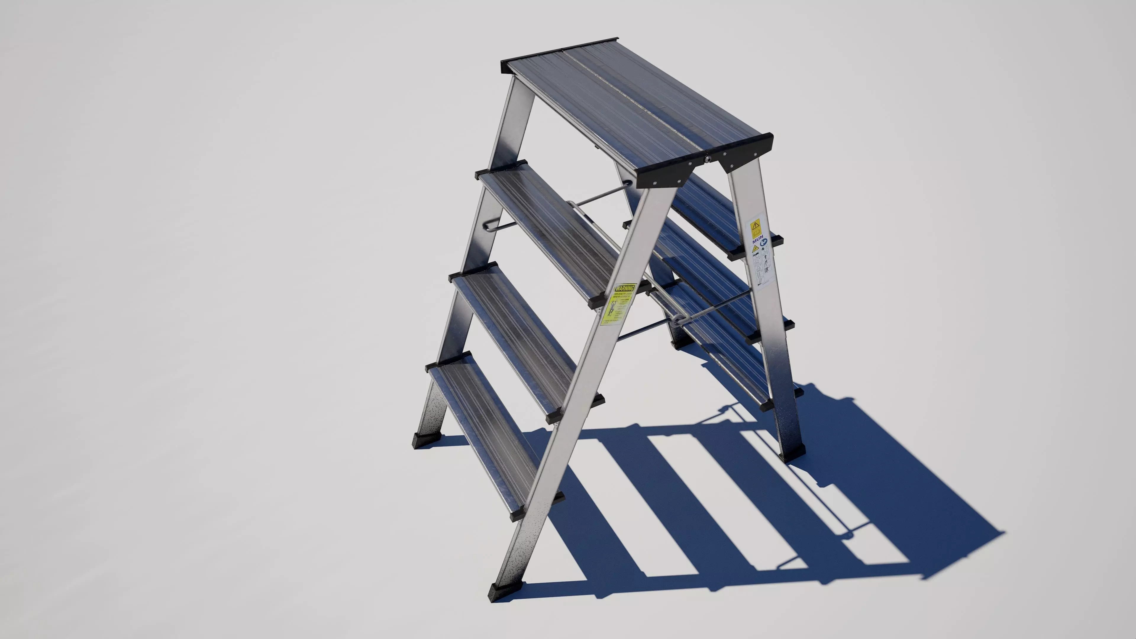 Industrial Metal Folding Stepladder Low-poly 3D model_1