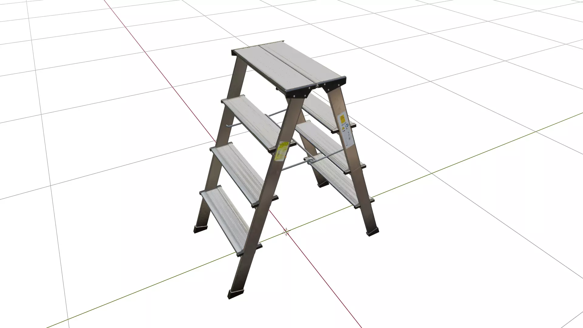 Industrial Metal Folding Stepladder Low-poly 3D model_6
