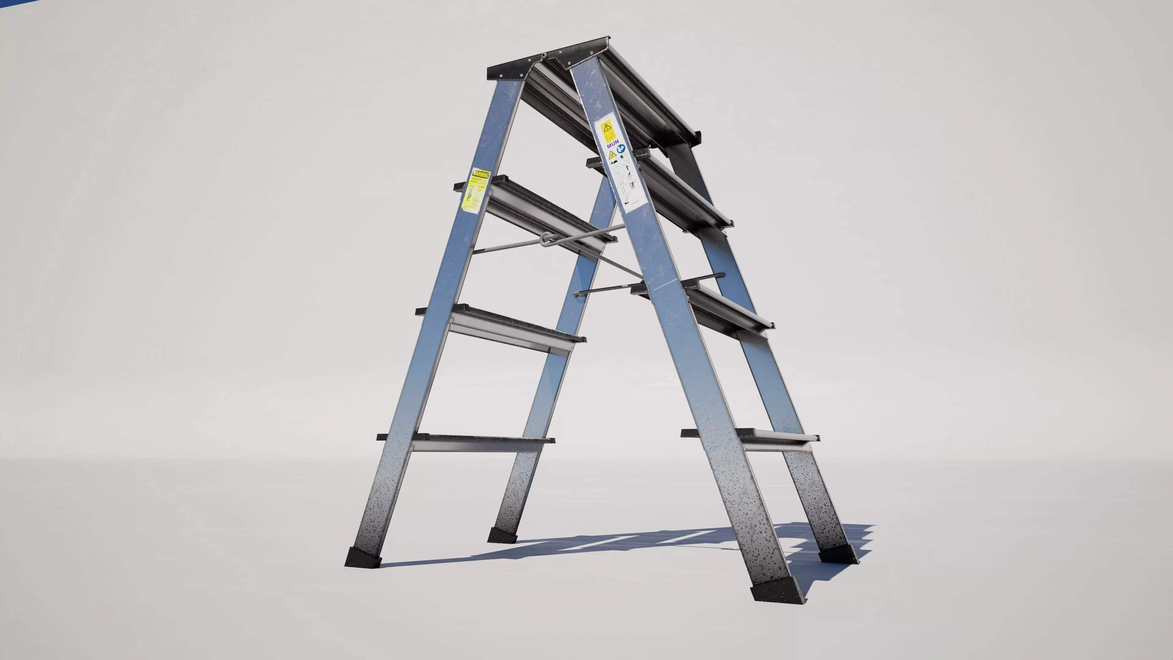 Industrial Metal Folding Stepladder Low-poly 3D model_2