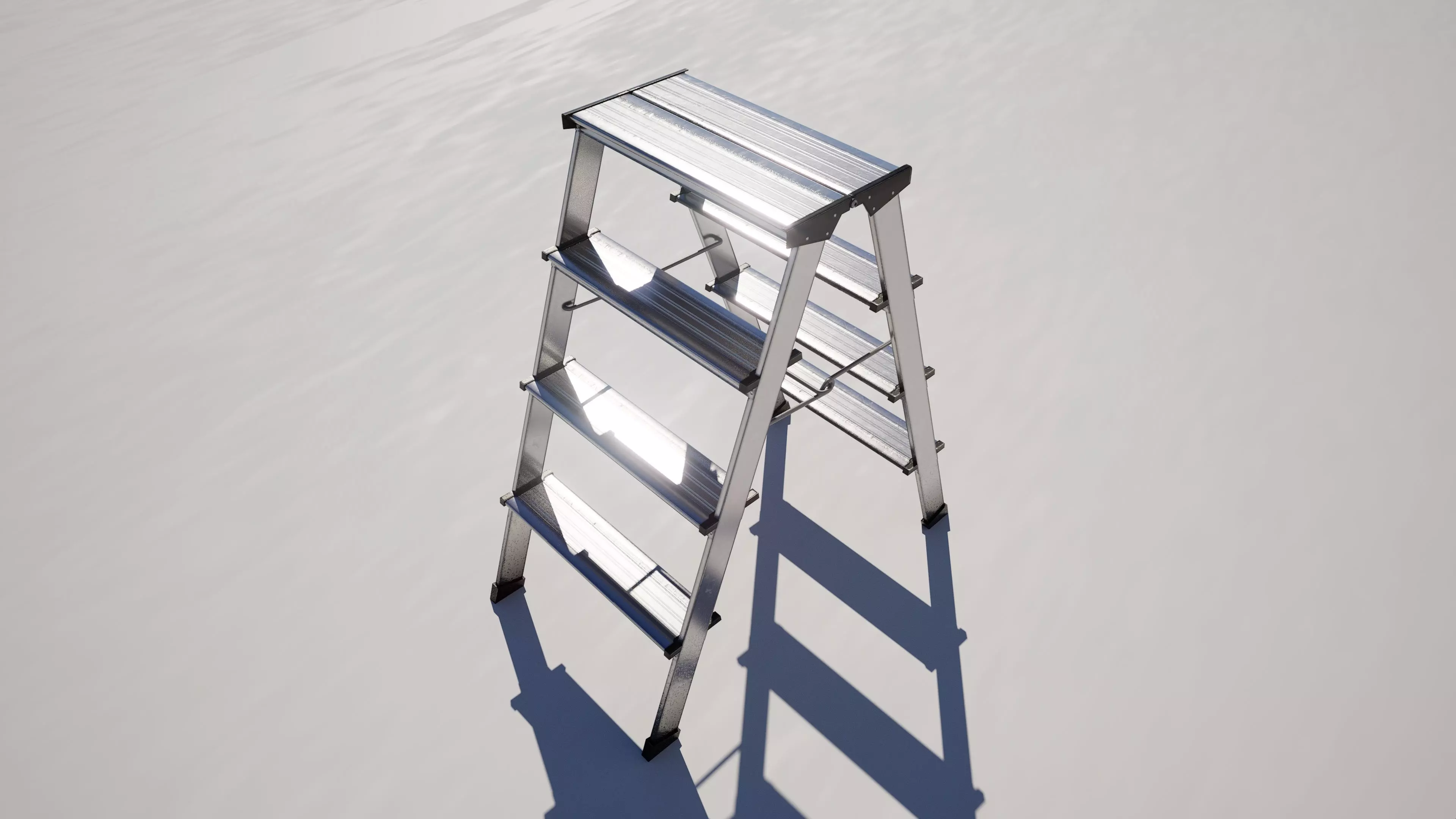Industrial Metal Folding Stepladder Low-poly 3D model_4