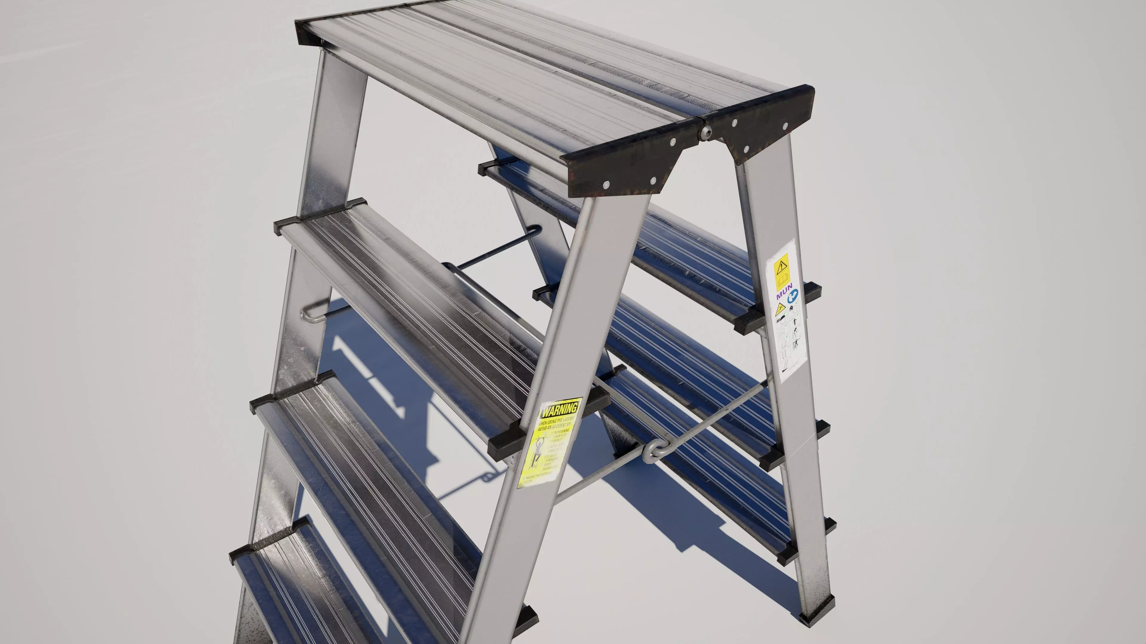 Industrial Metal Folding Stepladder Low-poly 3D model_3