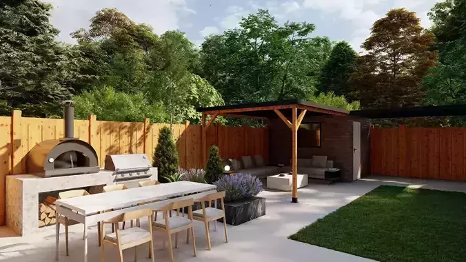 Garden Landscape 3D Model - SketchUp and Lumion Scene