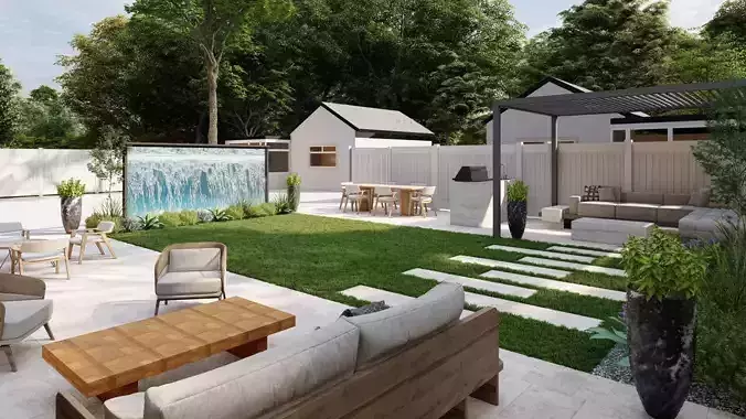 Garden Landscape 3D Model - SketchUp and Lumion Scene-Plan