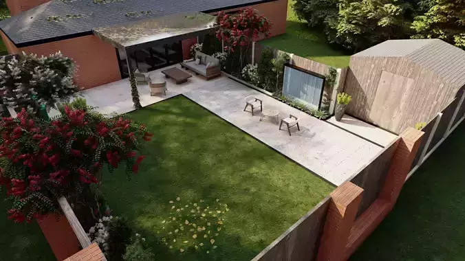 Garden Landscape 3D Model - SketchUp and Lumion Scene