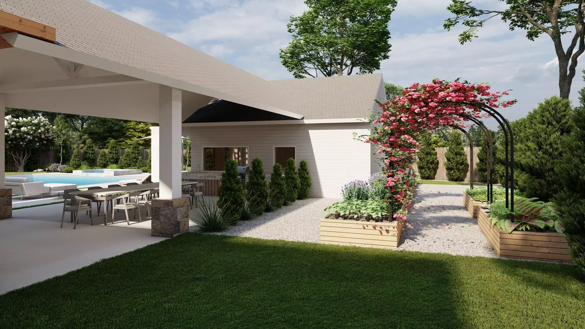 Garden Landscape 3D Model - SketchUp and Lumion Scene 3D 3D model_7