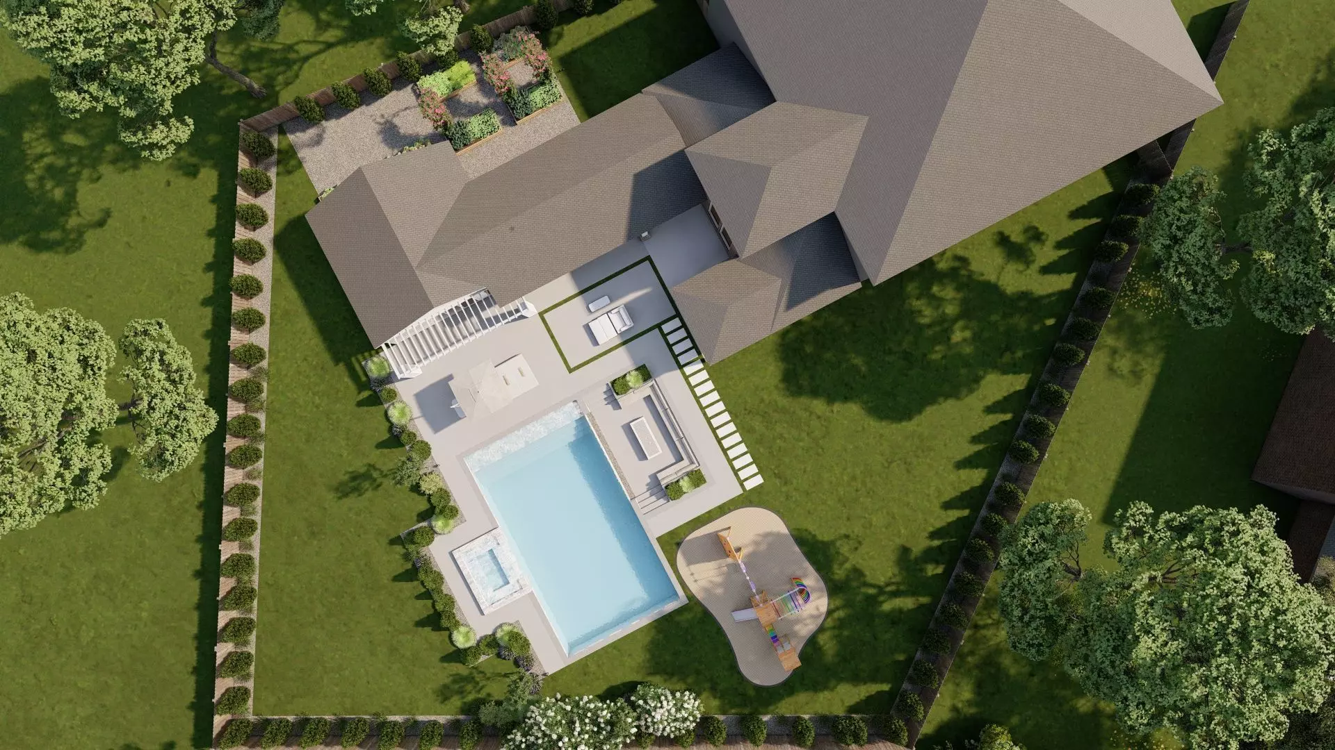 Garden Landscape 3D Model - SketchUp and Lumion Scene 3D 3D model_0