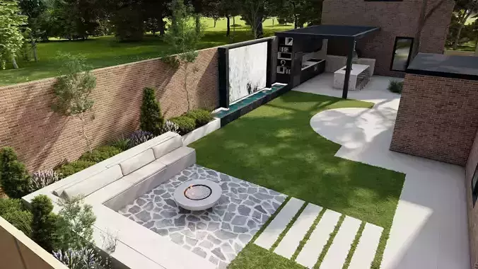 Garden Landscape 3D Model - SketchUp and Lumion Scene
