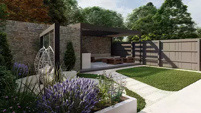 Garden Landscape 3D Model - SketchUp and Lumion Scene-PLAN