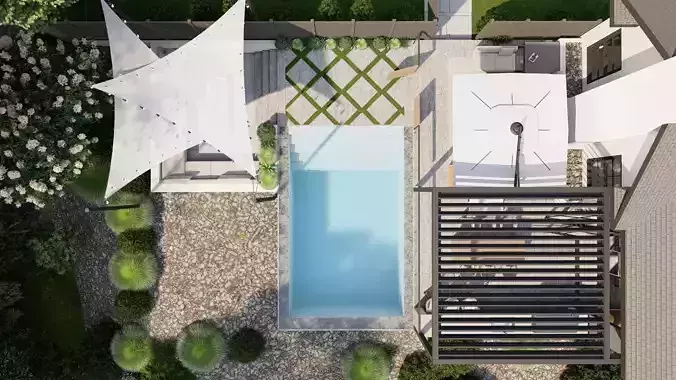 Garden Landscape 3D Model - SketchUp and Lumion Scene