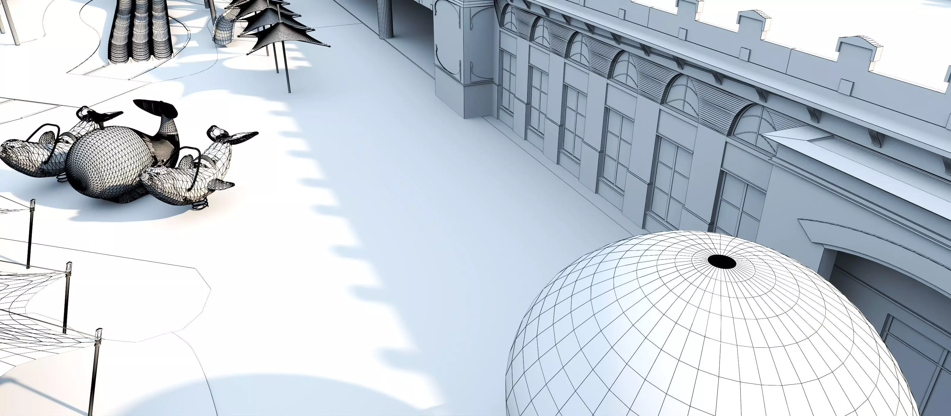 Cartoon colorful childrens theme park many amusement equipment Low-poly 3D model_18