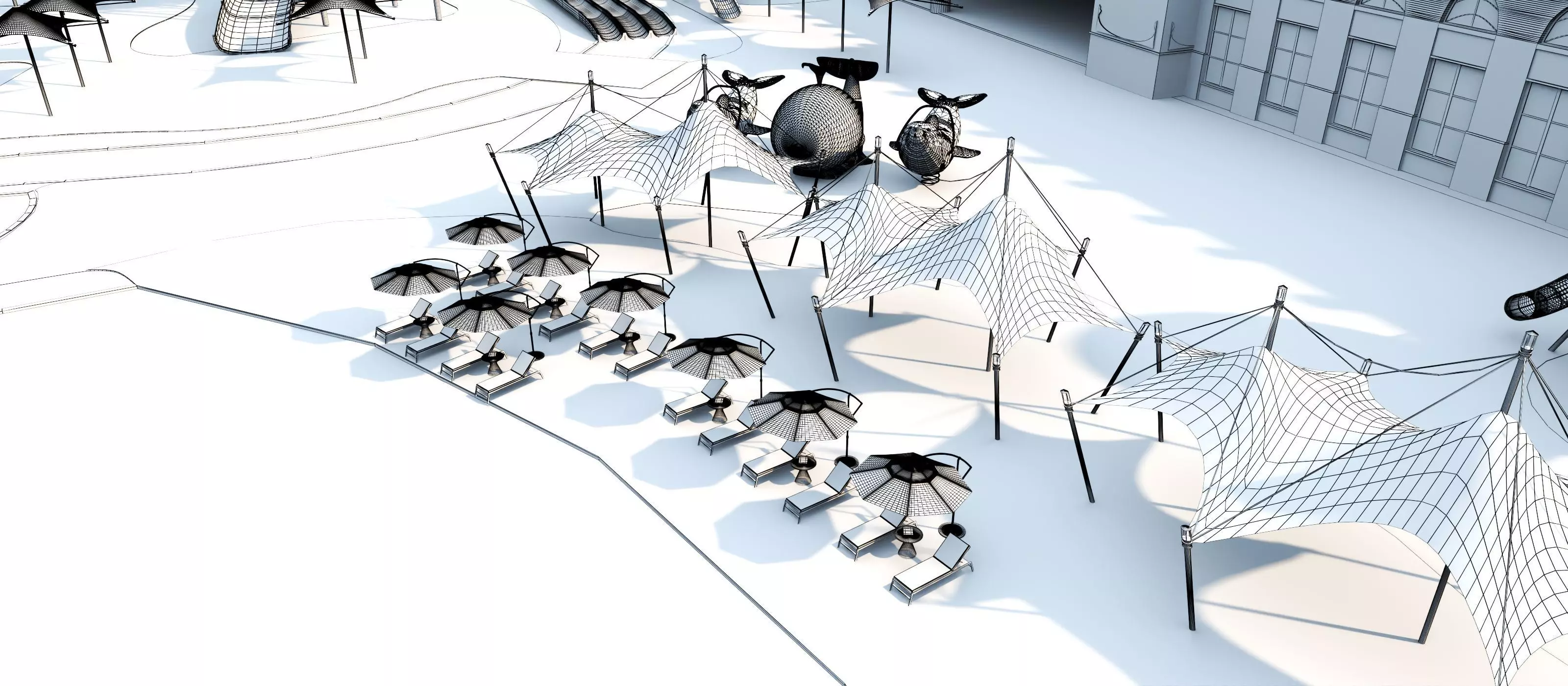 Cartoon colorful childrens theme park many amusement equipment Low-poly 3D model_17