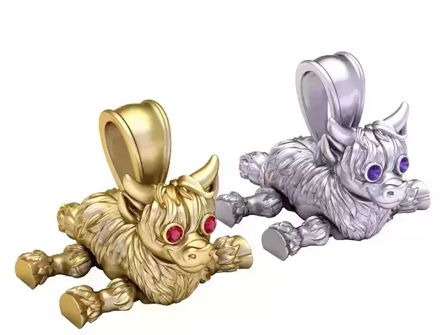 COW ANIMALS PENDANT 3D PRINATBLE MODEL 