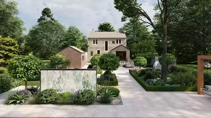 Garden Landscape 3D Model - SketchUp and Lumion Scene-Plan