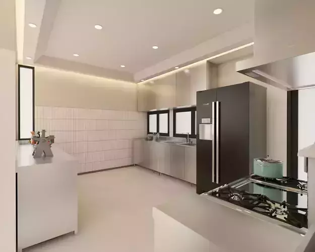 Realistic Residential Aluminium Wet Kitchen SKP 21 and Vray 5