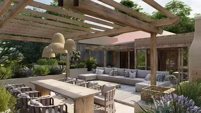 Garden Landscape 3D Model - SketchUp and Lumion Scene