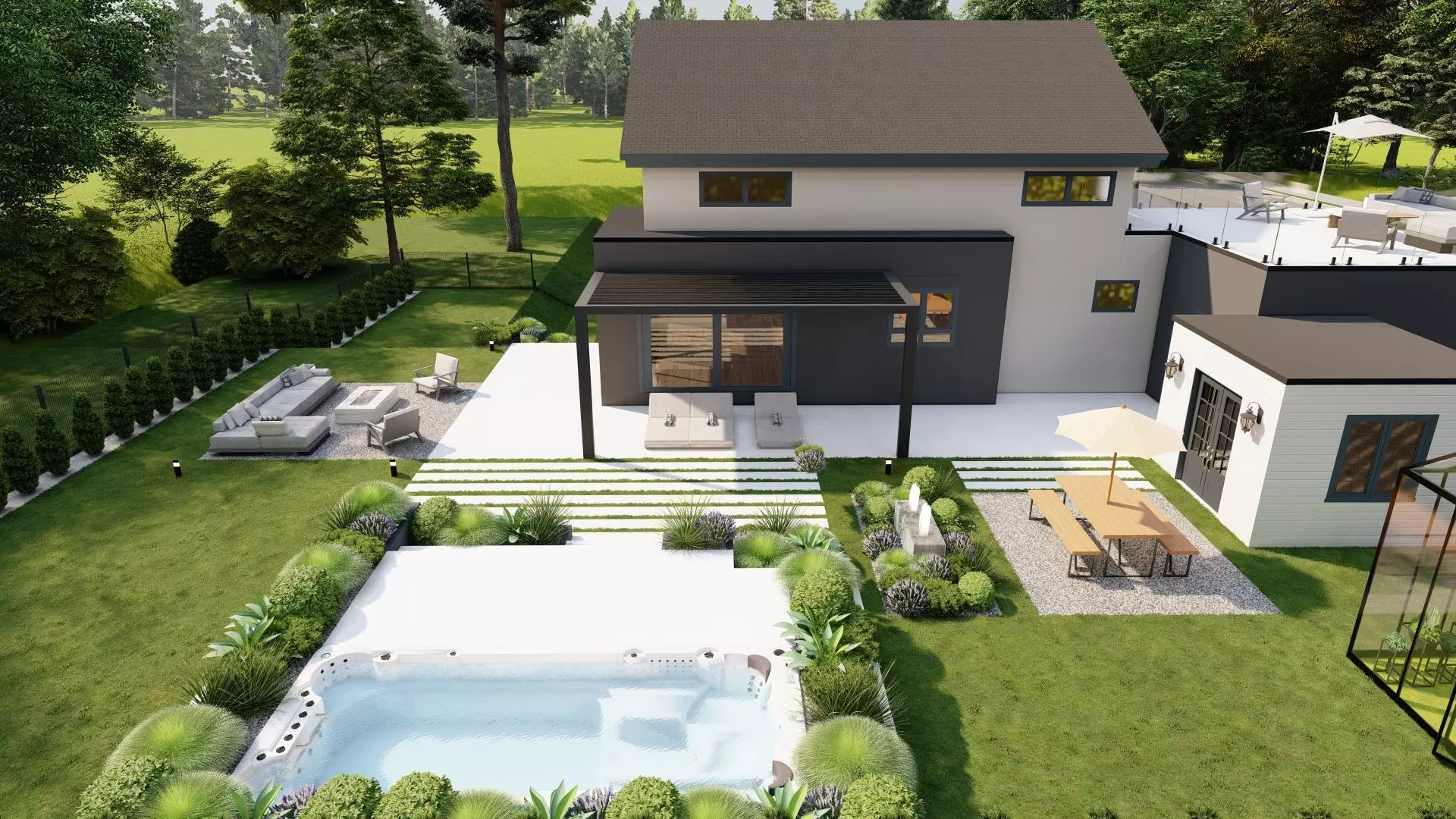 Garden Landscape 3D Model - SketchUp and Lumion Scene 3D 3D model_0