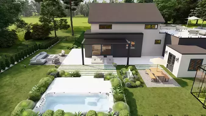 Garden Landscape 3D Model - SketchUp and Lumion Scene 3D