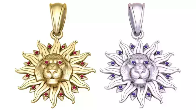 TIGGER  FACES AND SUN DESIGN PENDANT 3D PRINTABLE MODEL 