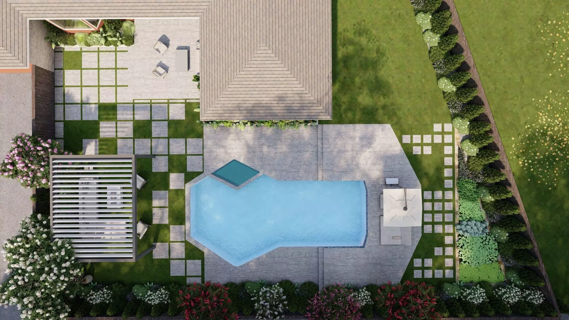 Garden Landscape 3D Model - SketchUp and Lumion Scene 3D model_1