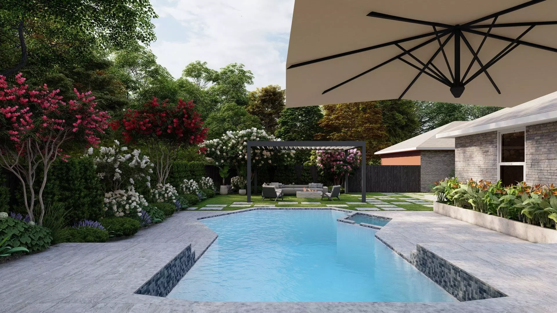 Garden Landscape 3D Model - SketchUp and Lumion Scene 3D model_4