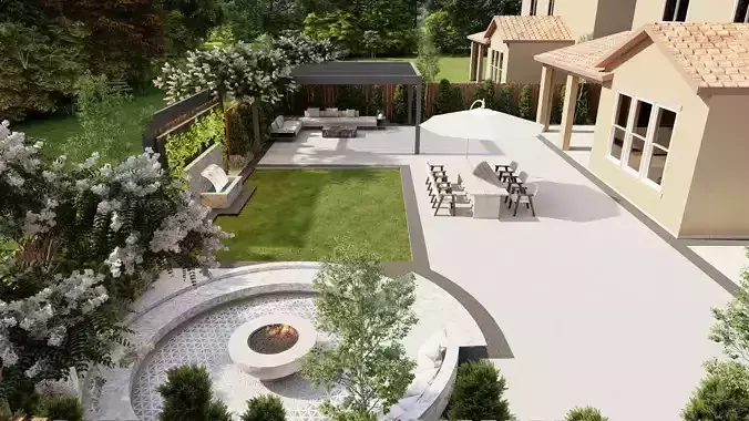 Garden Landscape 3D Model - SketchUp and Lumion Scene