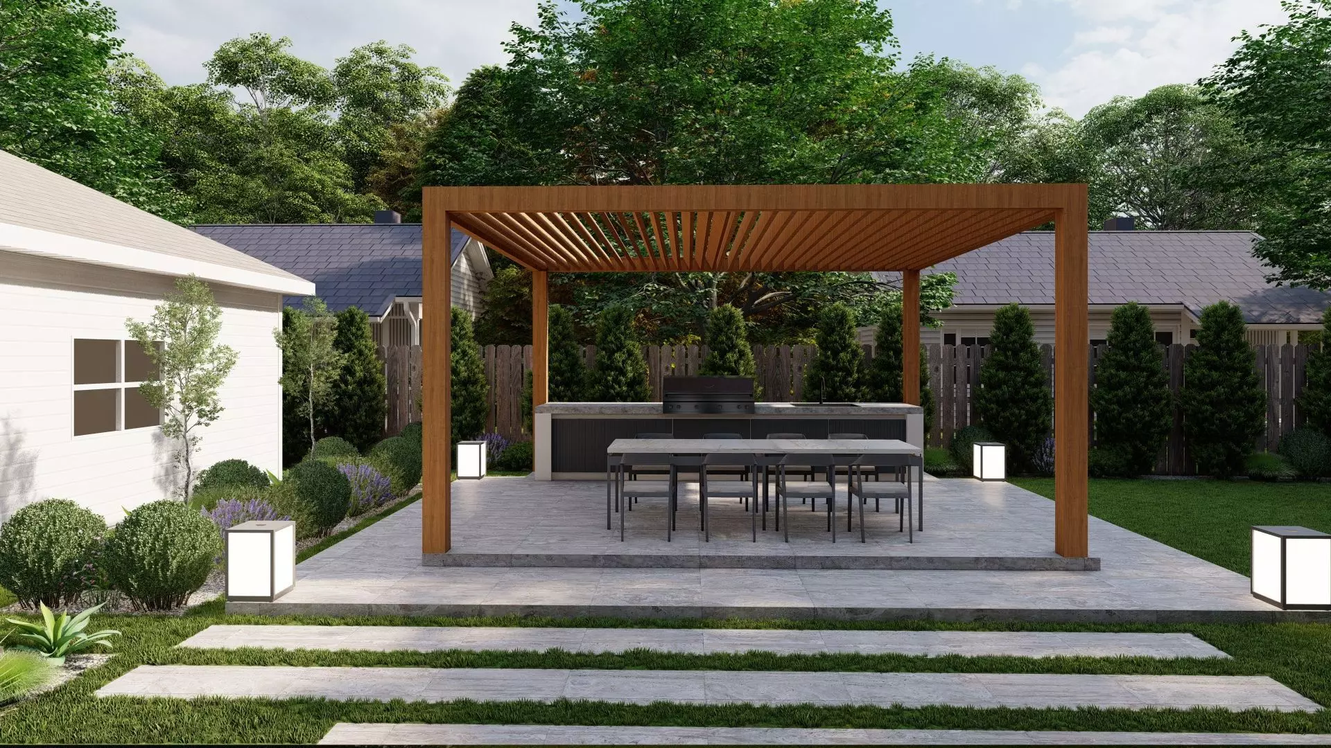 Garden Landscape 3D Model - SketchUp and Lumion Scene Free 3D model
