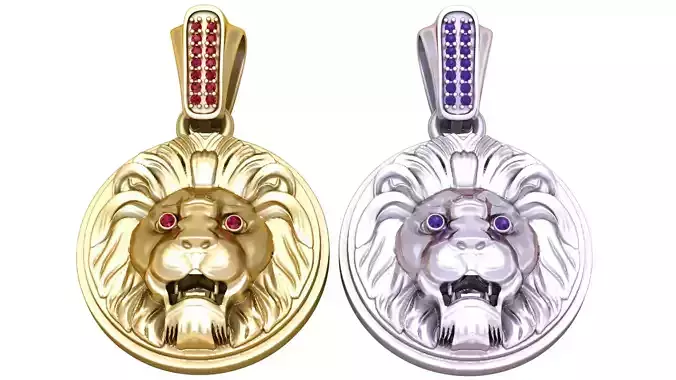 ROUND LION FACES PENDANT 3D PRINATBLE MODEL 