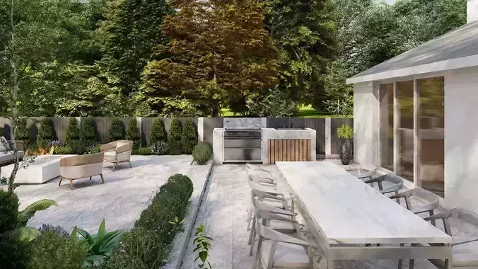 Garden Landscape 3D Model - SketchUp and Lumion Scene-Plan