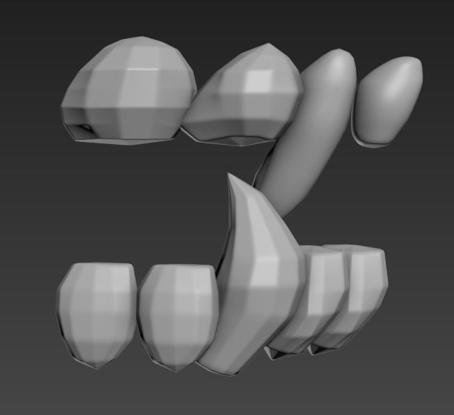 LowPoly-DemonTeeth SET of teeth Low-poly 3D model_0