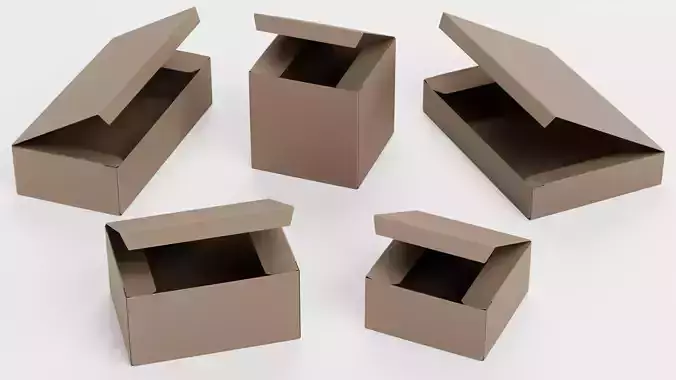 Carboard Boxes - Paper Package Set - Rigged 