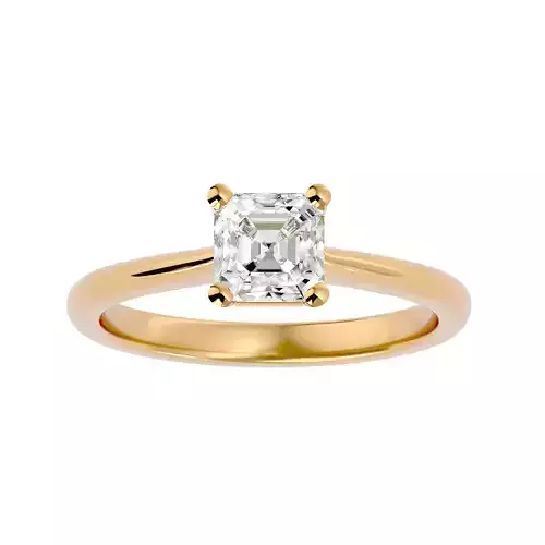 The Timeless Solitaire Asscher Emerald Cut Engagement Ring 3D print model