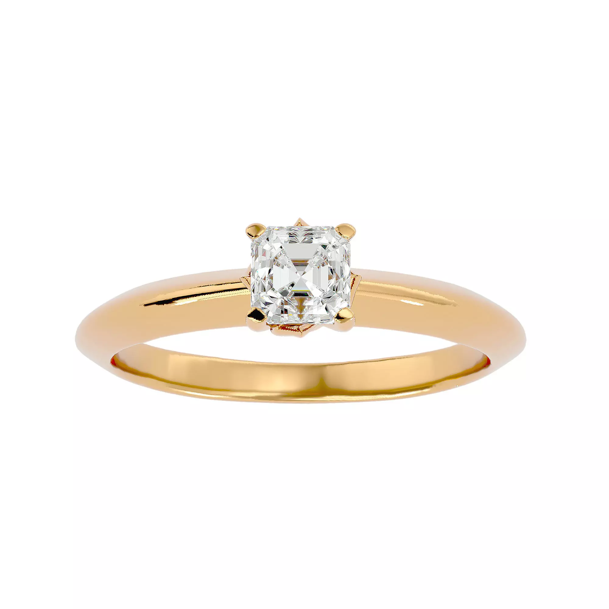 The Architectural Solitaire CushionEmerald Cut Ring 3D print model