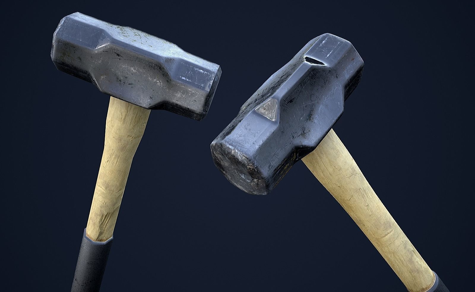 Sledge Hammer 1 Plus 1 PBR Game Ready Low-poly 3D model_0