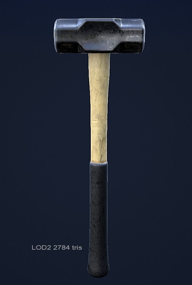 Sledge Hammer 1 Plus 1 PBR Game Ready Low-poly 3D model_2