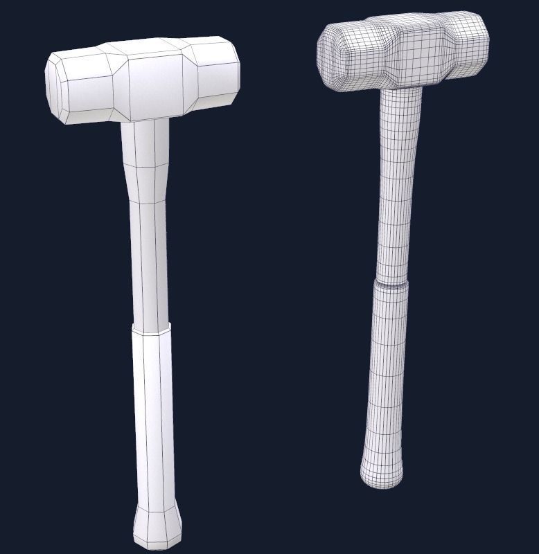 Sledge Hammer 1 Plus 1 PBR Game Ready Low-poly 3D model_7