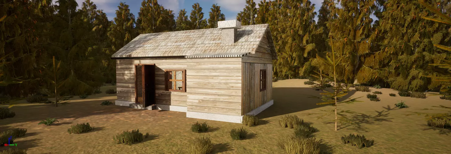 old small house Low-poly 3D model_0