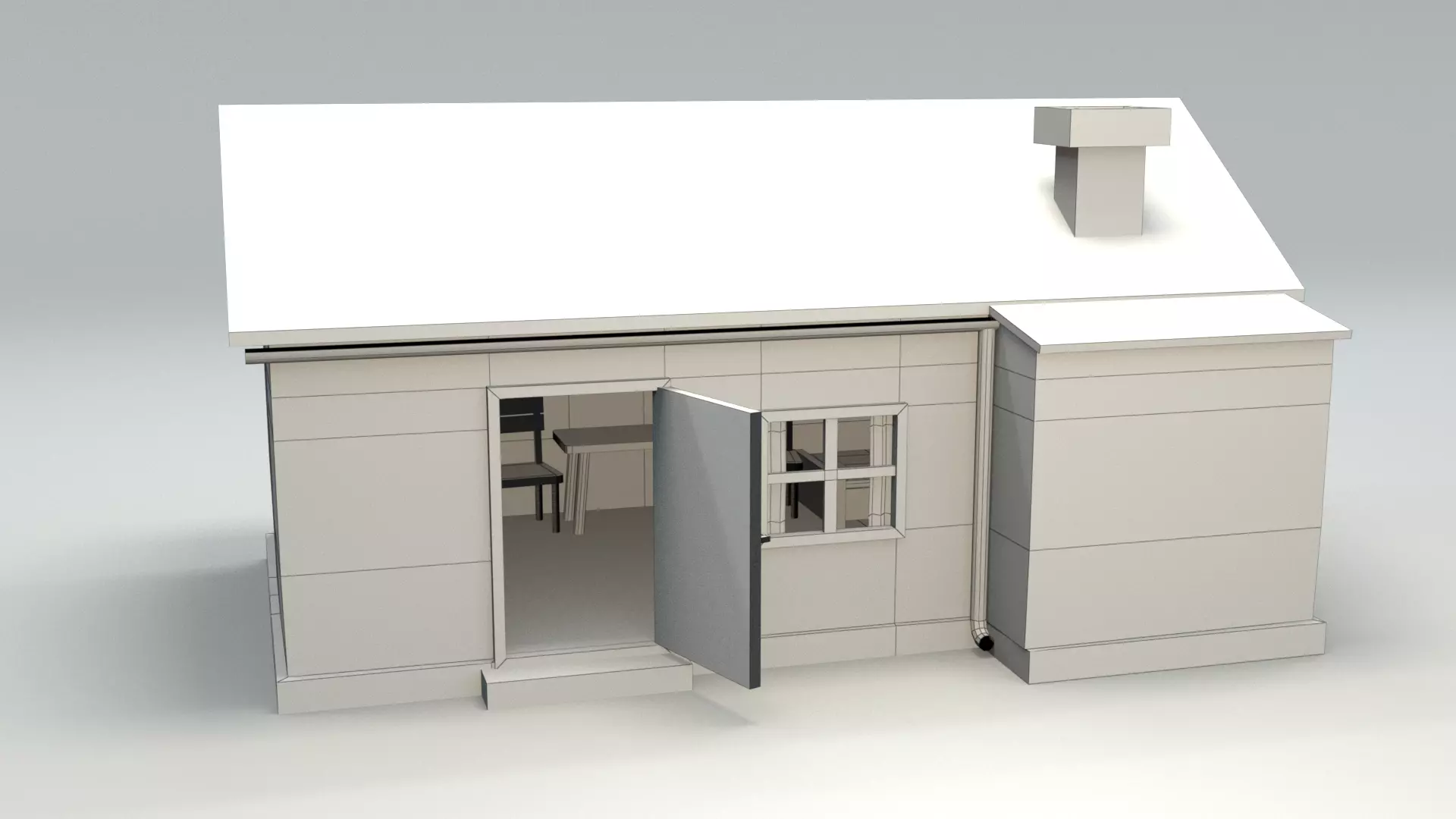 old small house Low-poly 3D model_9